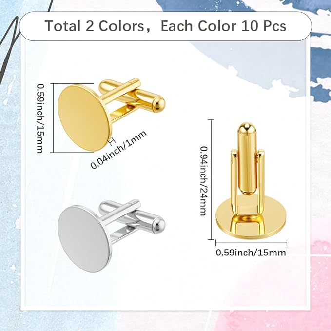 SUNNYCLUE 20 Gemelos 15mm Oro y Plata Latón para Hombre miniatura 3