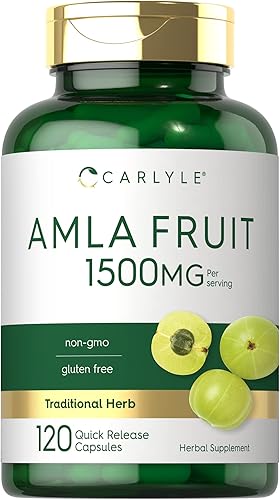 Carlyle Amla Cápsulas 1500mg | 120 unidades | Fruta de Amalaki | Suplemento de extracto de hierbas | Sin OMG y sin gluten