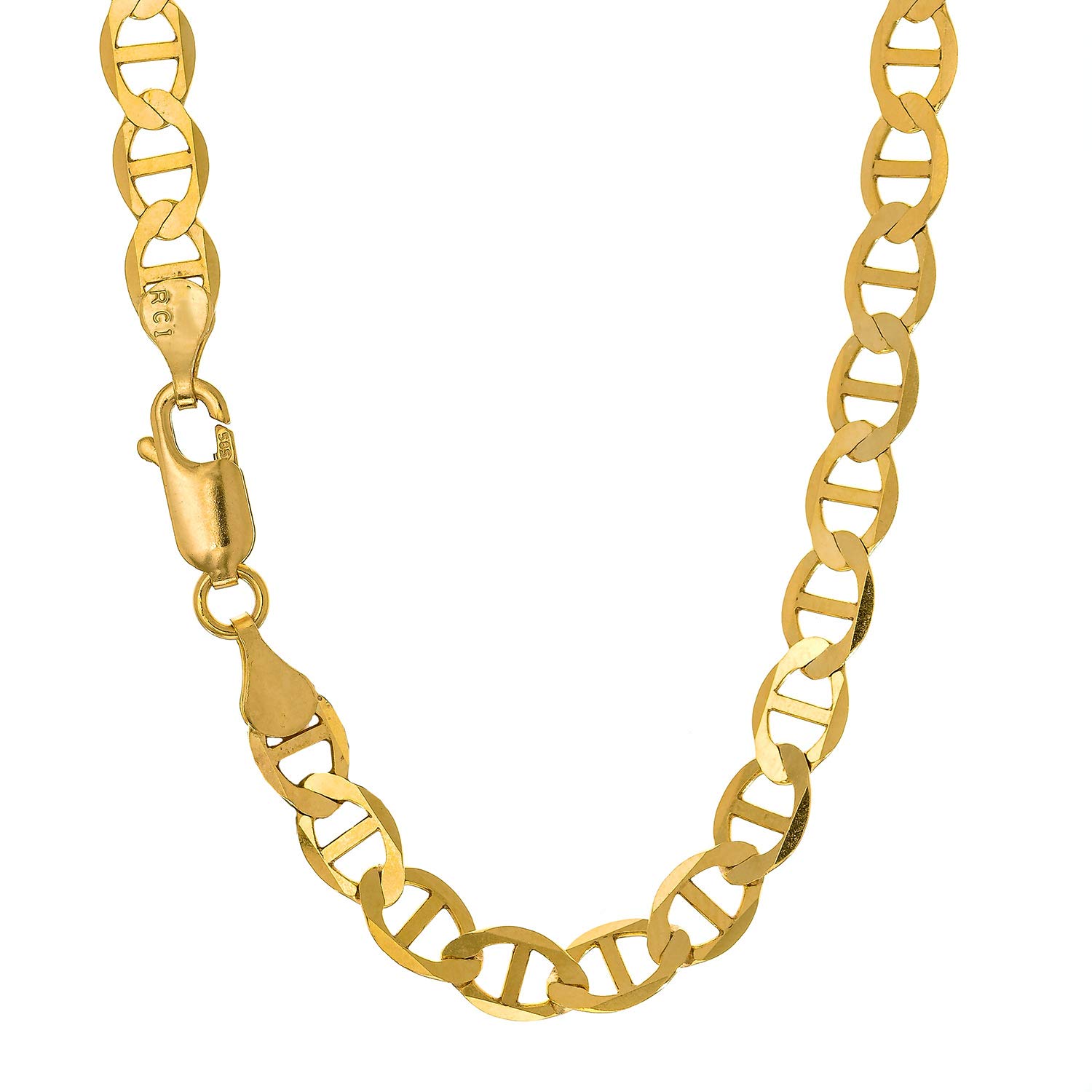 JewelStop10k Solid Yellow Gold 4.5mm Mariner Chain Necklace - 16" 18" 20" 24"