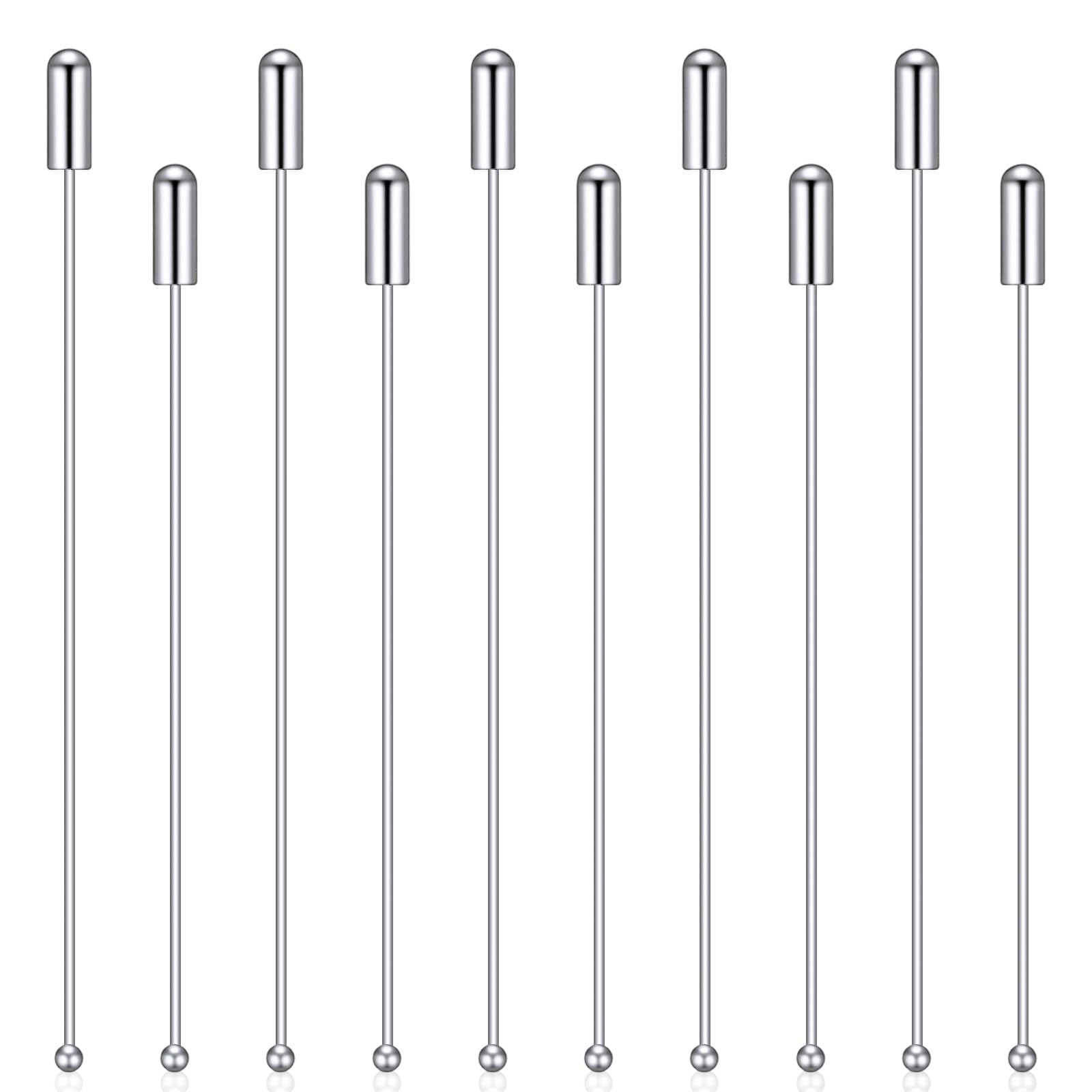Guduling 10pcs Hat Pins For Women, Long Needle Eye Pin With Stopper Ends for Diy Clothing Scarf Jewelry Hat Safety (Silver)
