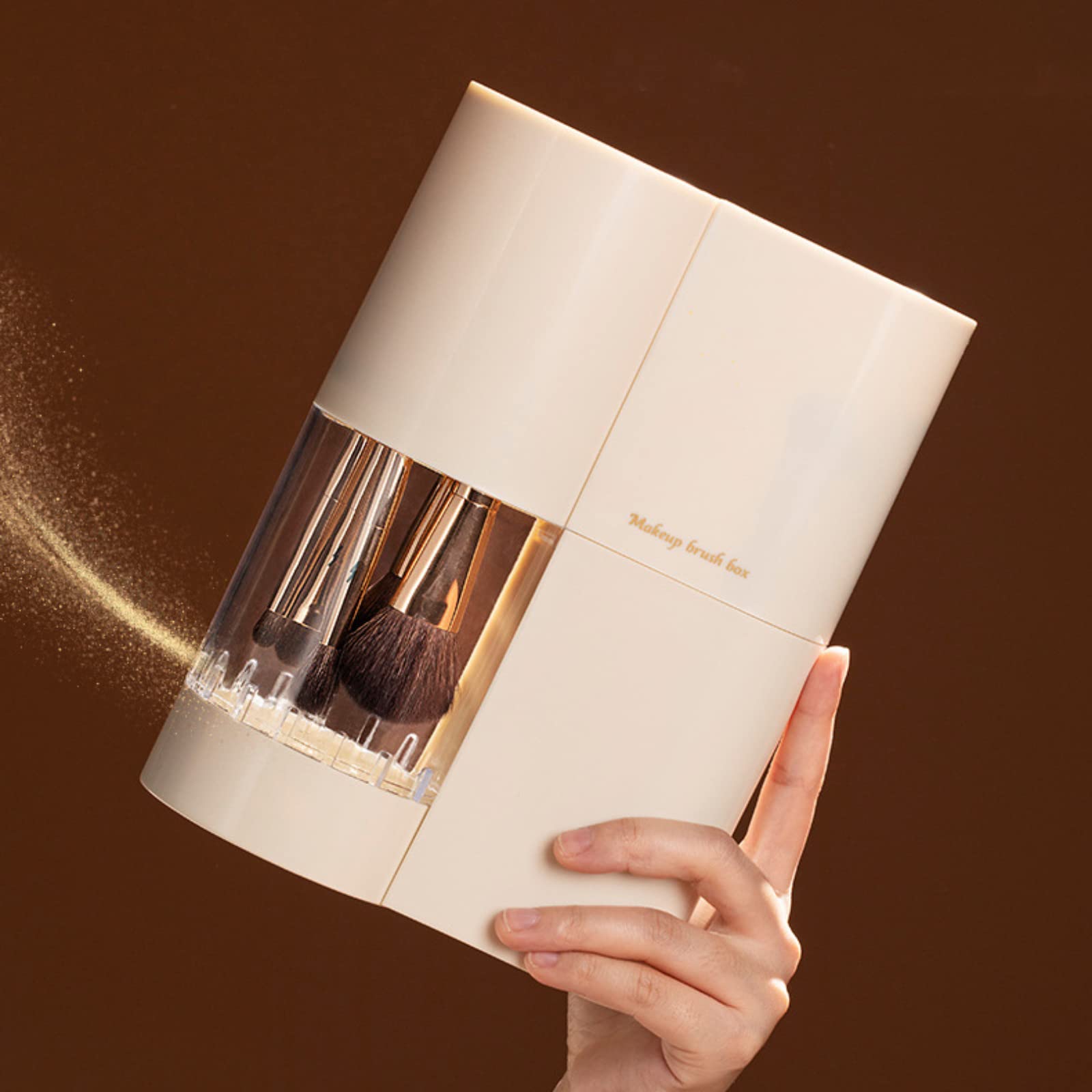 Makeup Organizer, 3 in 1 Makeup Box with Makeup Brush Cleaning Mat Drying Rack, Cosmetic Brush Holder Stand Display for Vanity Dressertop Storage Decor