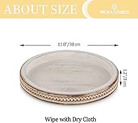 Vista 5 de Romadedi - Bandeja de madera rústica para decoración de mesa auxiliar, bandeja decorativa redonda de madera para decoración de mesa auxiliar