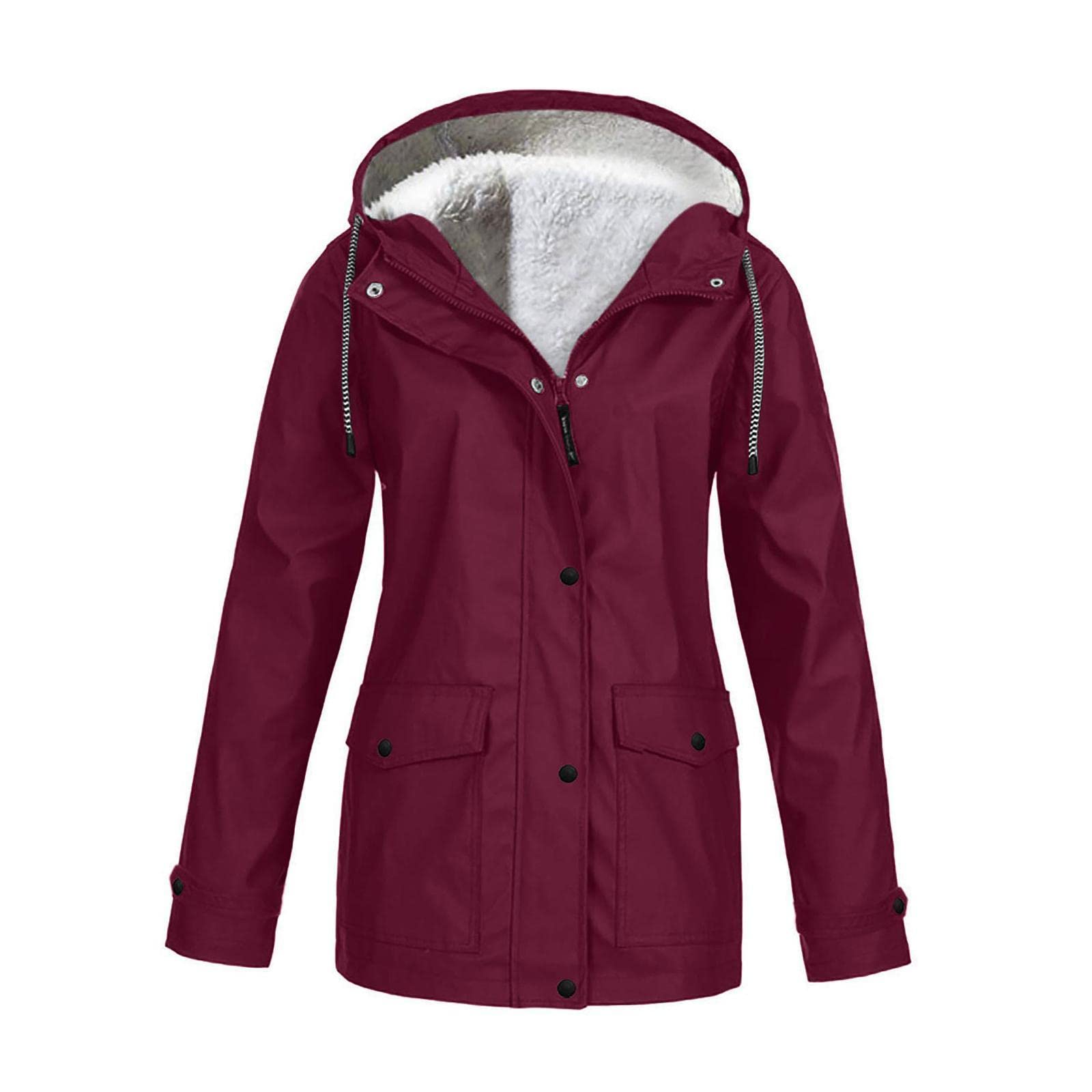 ZOOMELLA Hoodie Soft woman Jacket Windproof Rain Coat Outdoor Winter Warm Outwear Red M|Coats & Jackets|Clothing, Shoes & Accessories-picture-47