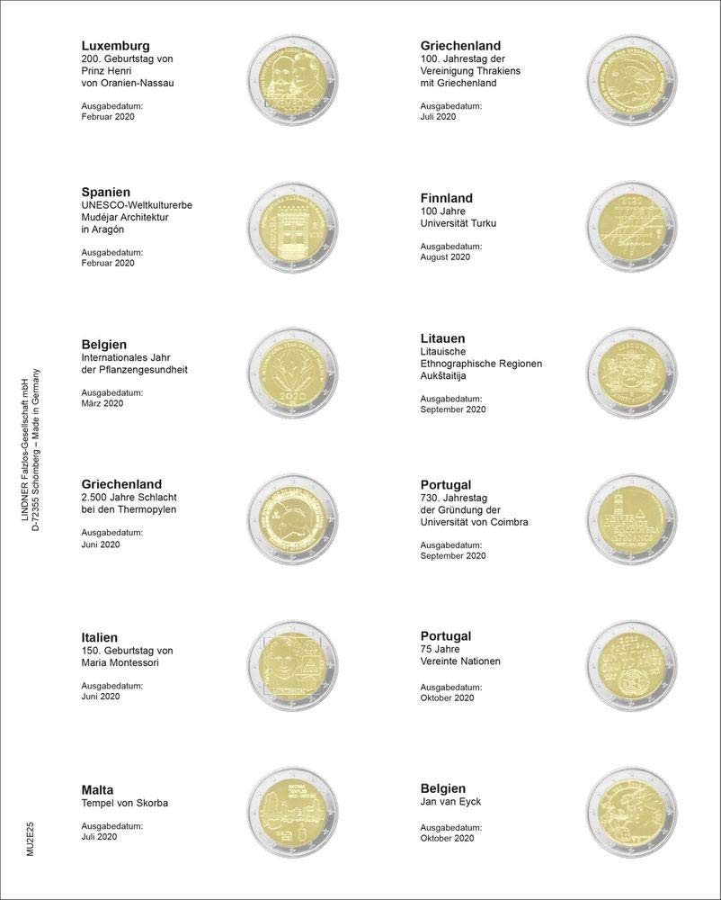 Hojas Multi Collect para monedas de 2 euros conmemorativas de Luxemburgo y Bélgica 2020