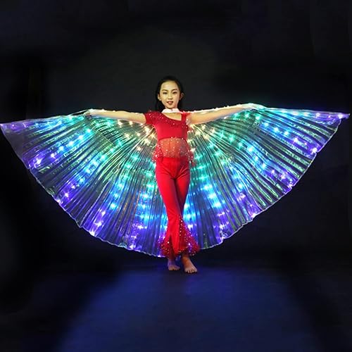 Miniatura 3 de HOTBEST Alas LED ISIS, alas de danza del vientre, alas de mariposa LED coloridas iluminadas, alas de baile de ángel brillante con palo telescópico,