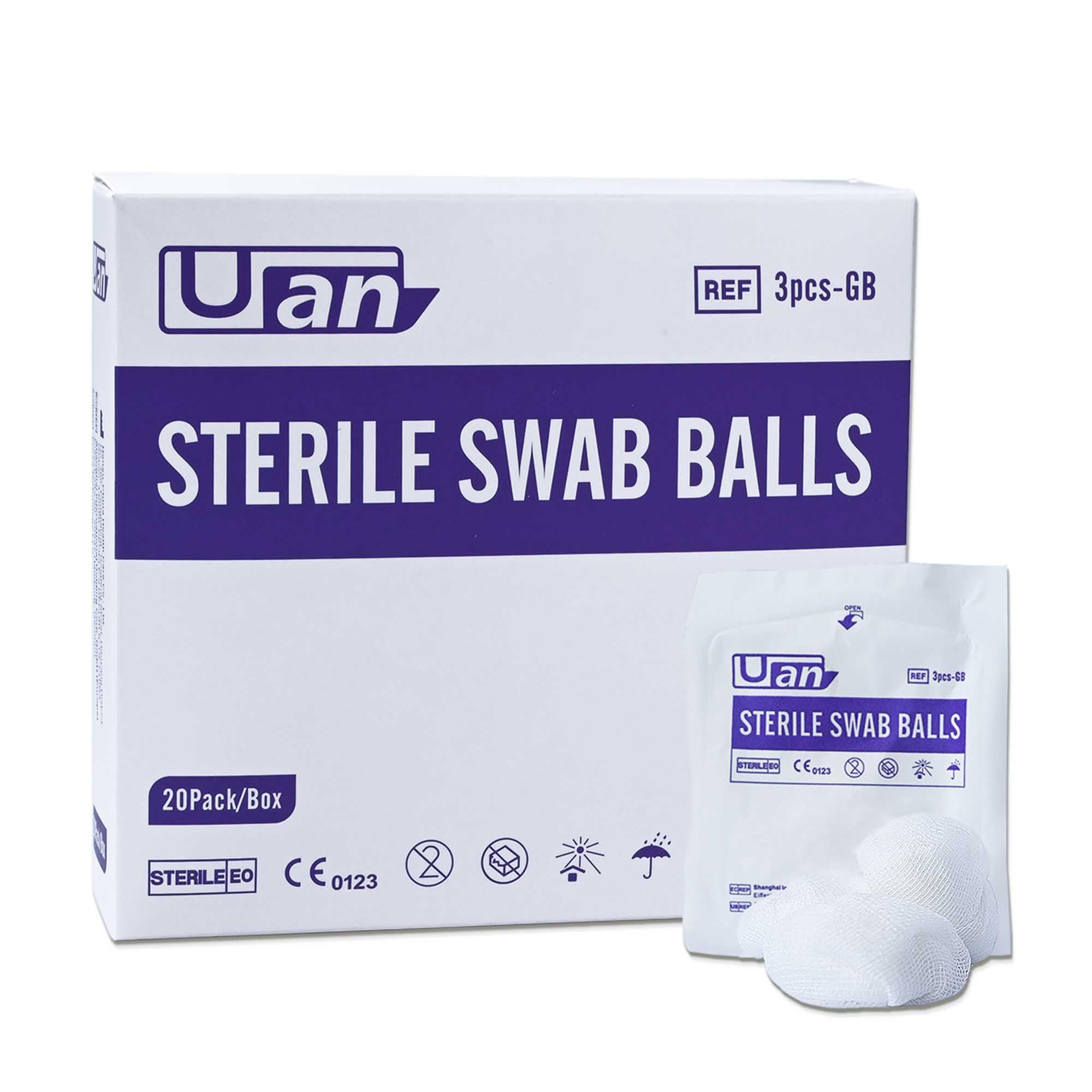60 Balls Sterile Gauze Balls Gauze Sponge Cotton Balls Gauze Swab Sterile (M) (3balls/Pack)