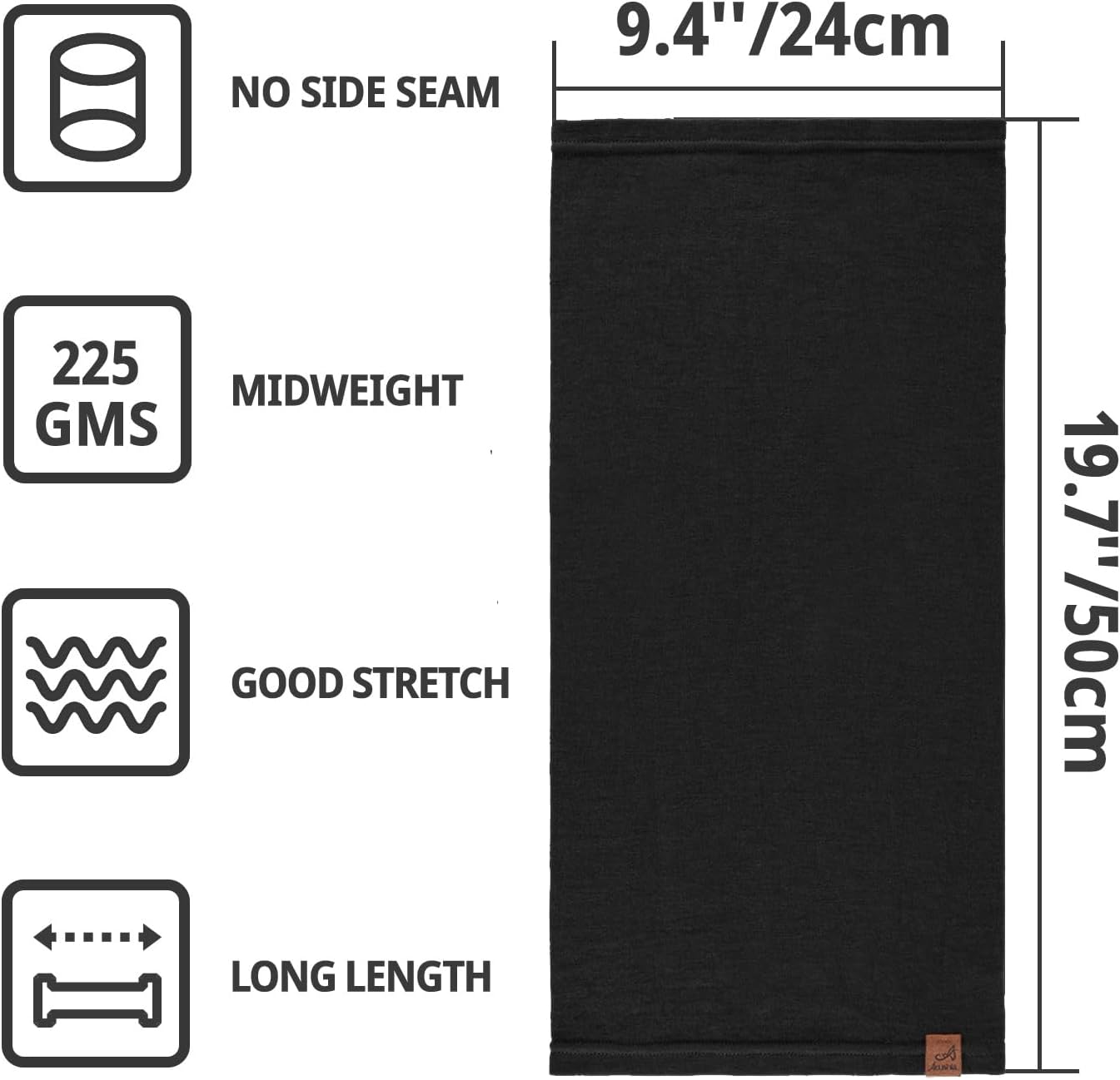 ACUSHLA 100% Merino Wool Neck Gaiter for Men & Women Ski Face Mask Winter Scarf Neck Warmer All Weather, Midweight Maple Leaf