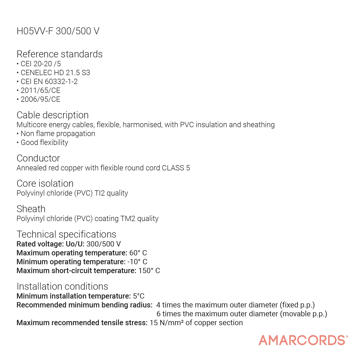 Amarcords - Kabel elektryczny dwubiegunowy sekcja 2x1mm kolor CZARNY. Okrągły kabel zasilający typu H05VV-F, 30 metrów