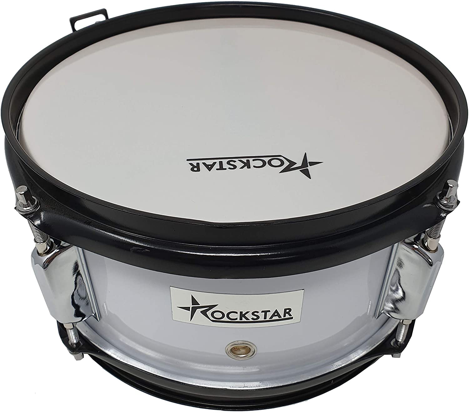 ROCKSTAR - Tambor Caja de Madera Afinable para jóvenes músicos Jinbao L1005WH incluye Correa y Baquetas, Instrumento Musical para Banda Infantil