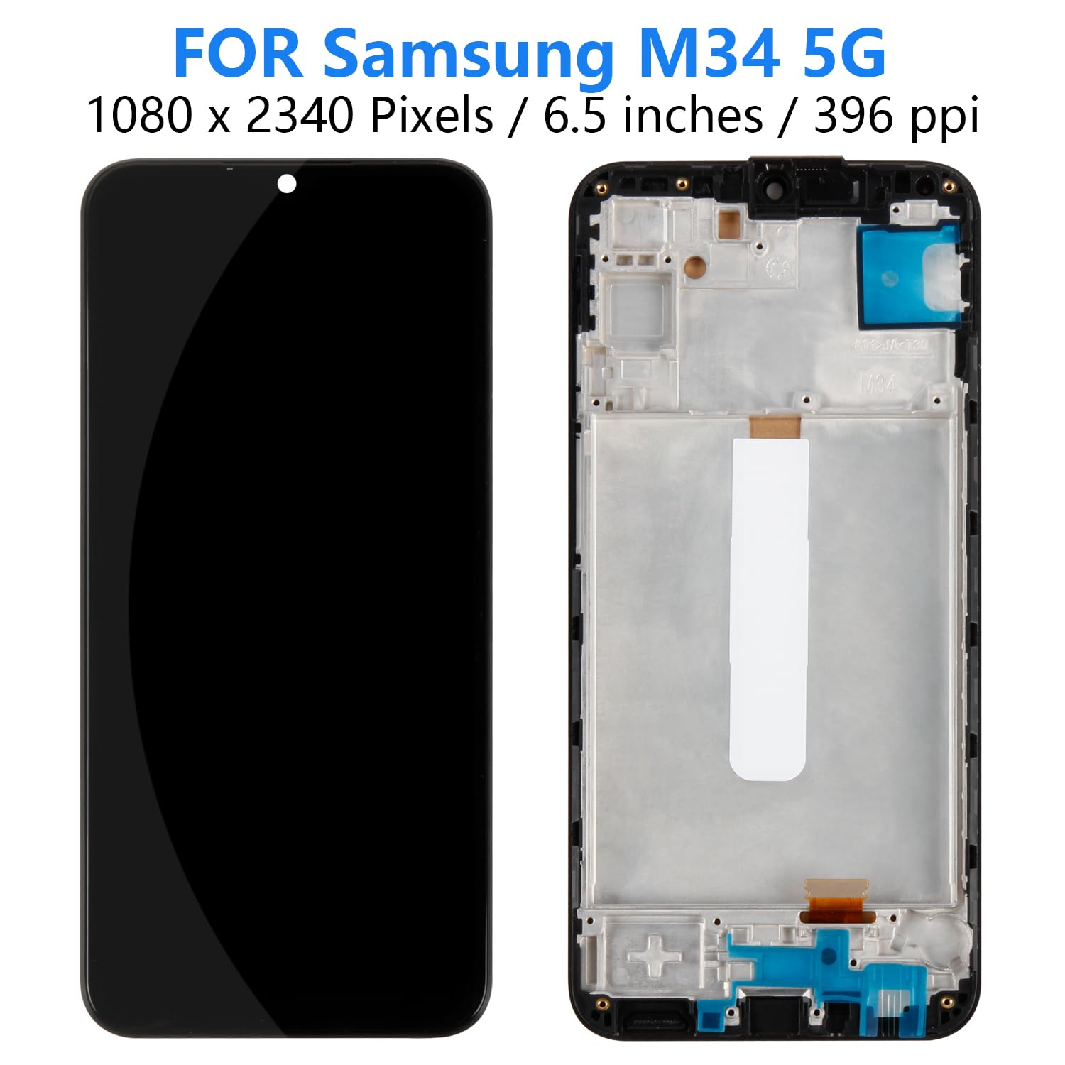 Ekran LCD TFT do Samsung Galaxy M34 5G wyświetlacz do Samsung M34 5G SM-M346B, SM-M346B/DS wyświetlacz LCD, ekran dotykowy, zestaw naprawczy digitizr (czarny z ramą, bez odcisków palców)