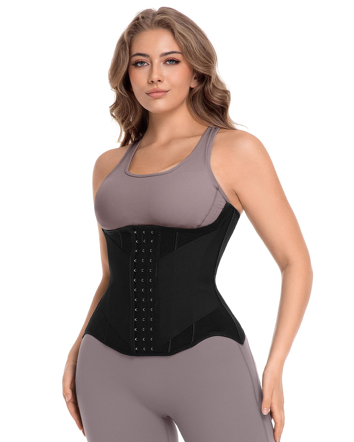 anylost Waist Trainers for Women for Daily Wear, Faja Body Shaper Corset with Tummy Control for Workouts Black