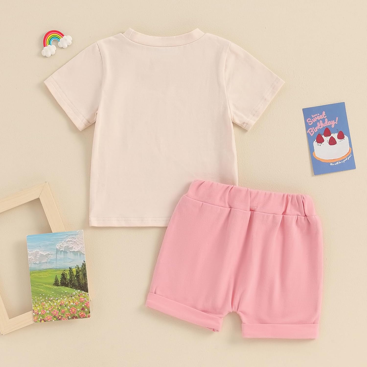 Kayotuas Toddler Baby Girl Birthday Outfit Birthday Girl Shirt and Elastic Shorts Set Cute Summer Clothes Smash Cake Outfits - Image 4