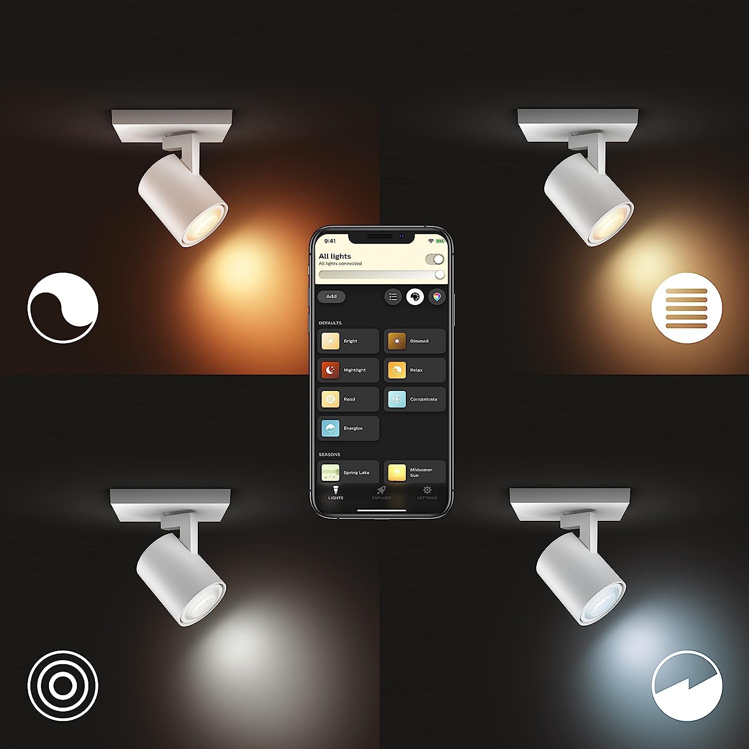Philips Hue – Lámpara inteligente, Hue Runner, Foco Extensible LED Inteligente, Luz Blanca Cálida a Fría, Compatible con Alexa y Google Home, Color Blanco