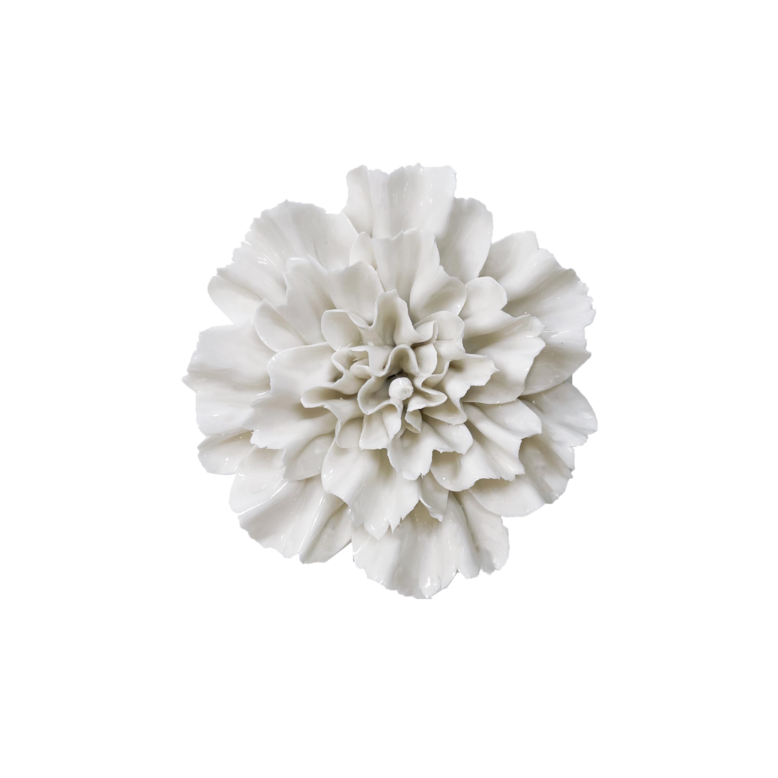 White,Carnation, 4.72",Ceramic Flower Wall Art, 3D Wall Hanging Decor,Artificial Flower Wall Sculpture，Handcrafted 3D Hanging Porcelain Flowers , Porcelain Flower Wall Décor (White,Carnation, 4.72")
