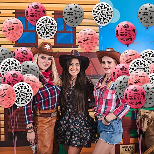Xqumoi 36Pcs Bachelorette Party Balloons Cowgirl Themed Nashville Party Supplies Decorations For Bridal Shower 12Inch Let's Go Girls Disco Pink White Gray Latex Bride Balloons Bride To Be Decoration #TOP4