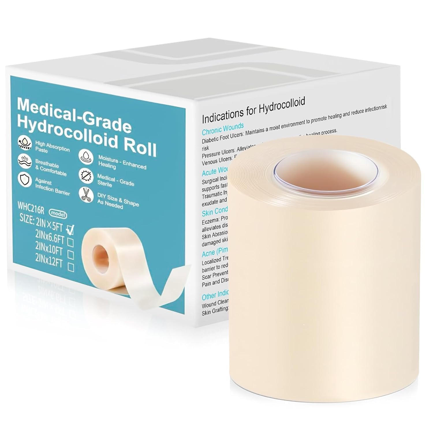Medical Grade Hydrocolloid Bandage Roll 5cm x 5.7ft (Skin Tone) — Amazon image 12