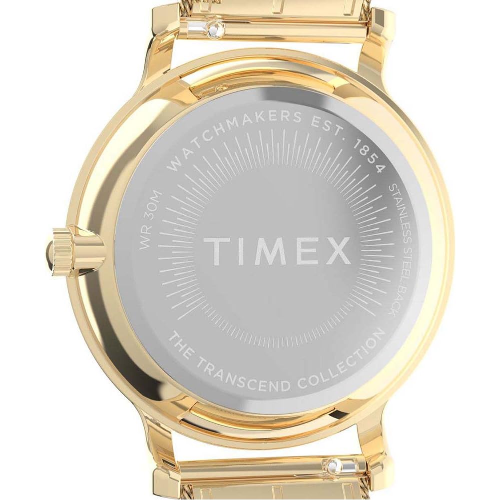 Timex Transcend TW2Y10300 - Orologio da donna da 34 mm, cinturino in maglia color oro e quadrante argentato