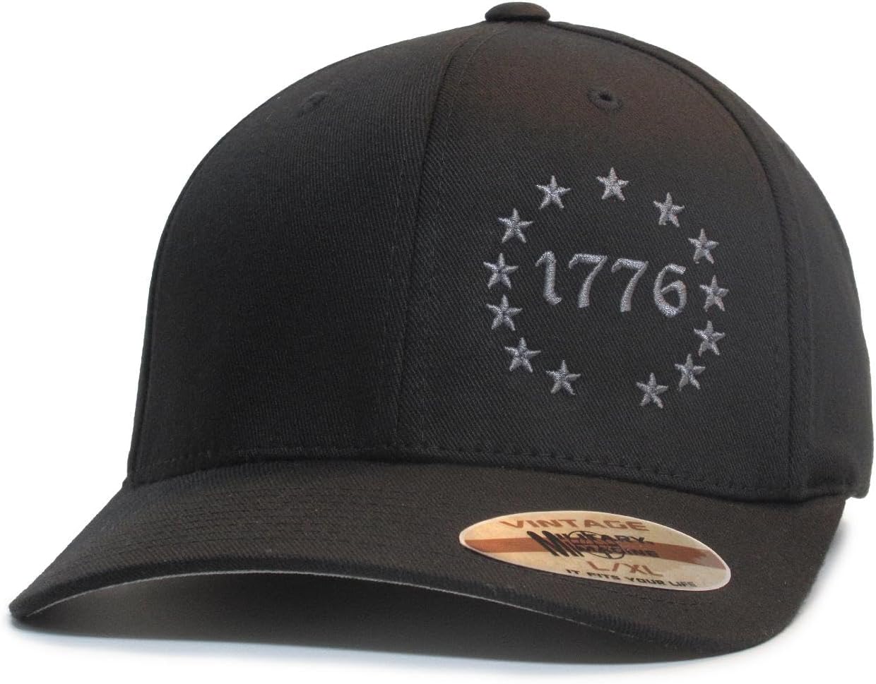1776 Betsy Ross 13 Colonies 13 Stars 2A hat Black/Gray Cap Fit for Life Cap