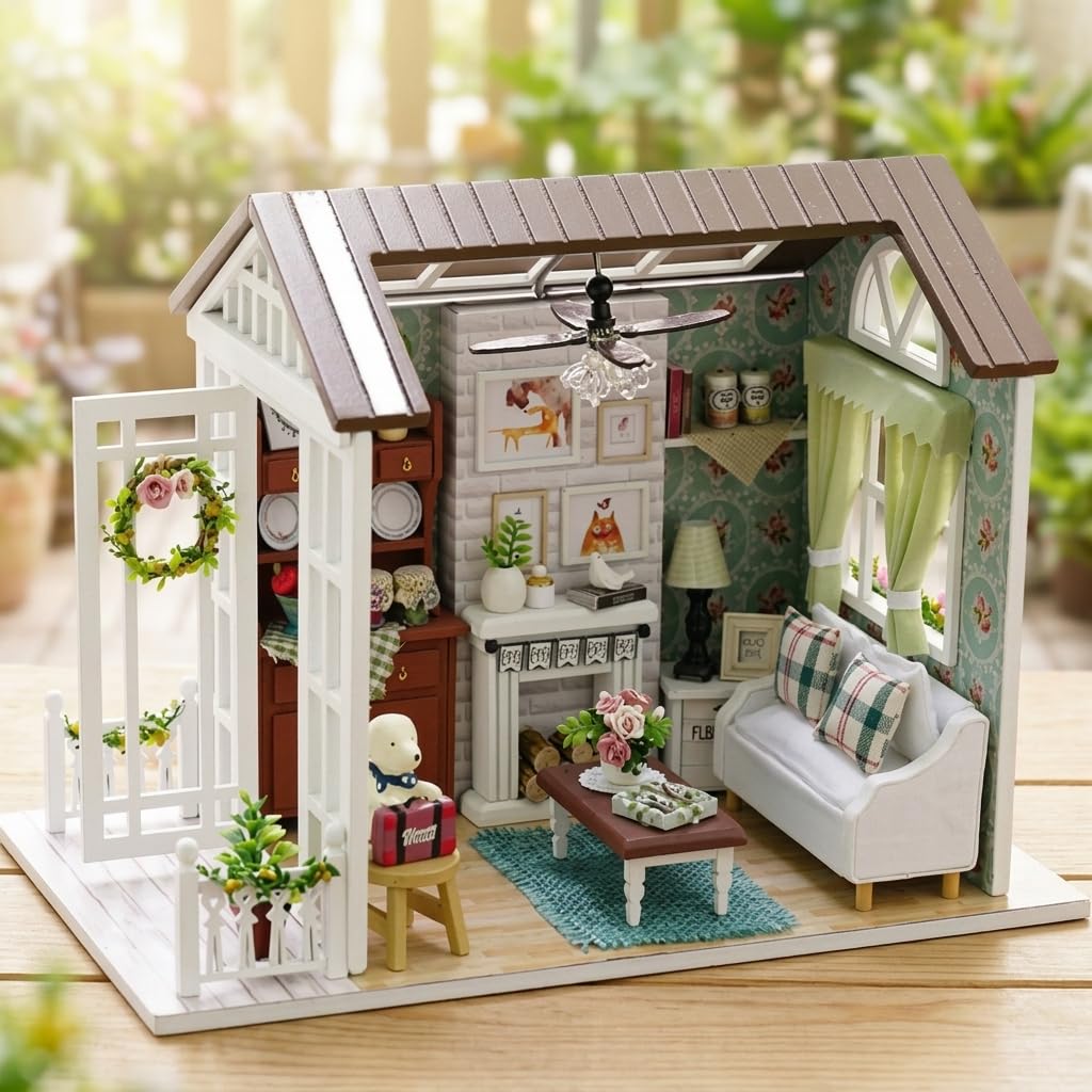 PATPAT® DIY Miniature House Kit DIY Kit for Adult Kids Mini Doll House | Dollhouse Ornaments 1: 24 Scale Wooden Doll House Miniature House Making Kit 3D Puzzle with Furniture for Kids Teens Adults-image-27