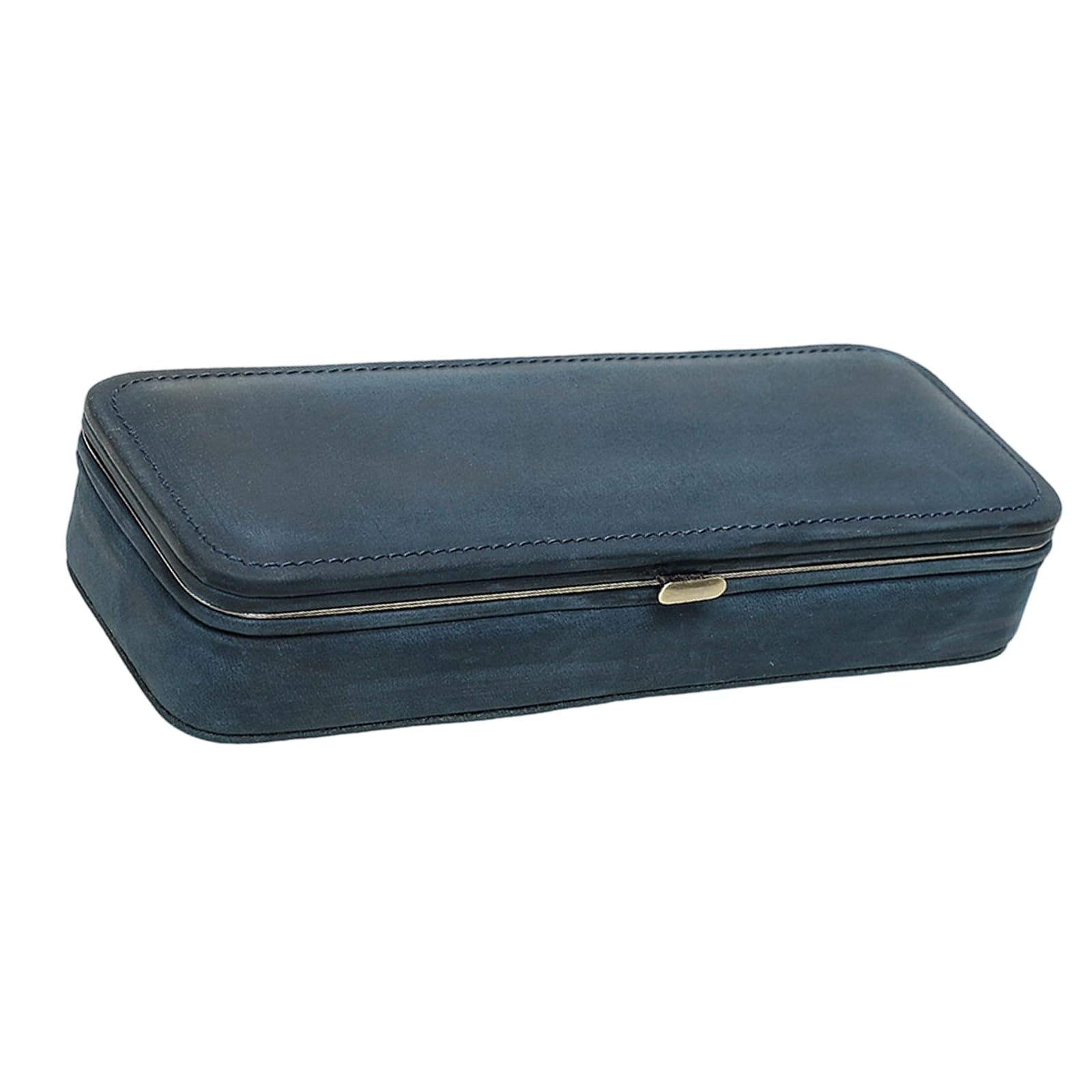 Astuccio rettangolare in pelle per 3 penne con slot per schede, organizer con chiusura a guscio rigido per trasporto da viaggio per studio da scrivania