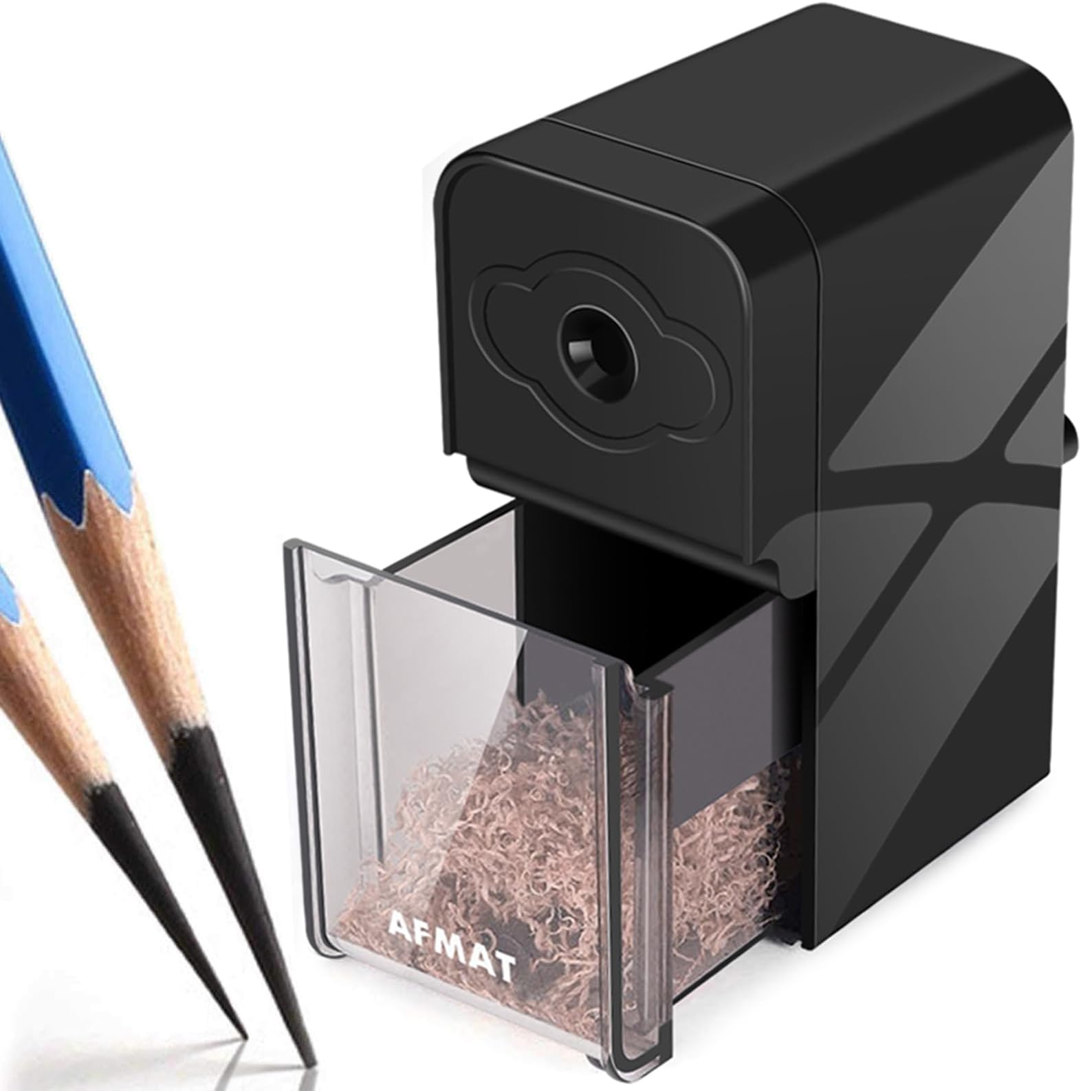 AFMAT Long Point Pencil Sharpener, Artist Pencil Sharpener, Manual Drawing Pencil Sharpener for 6-8.2mm Sketching/Charcoal/Graphite/Prismacolor Colored Pencils w/Sandpaper,Adjustable Pencil Nibs,Black