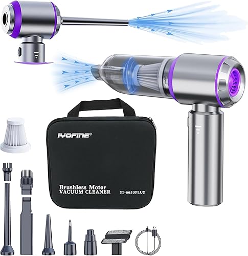 Aspiradoraplumero de aire 80,000 RPM Super Power Mini Aspirador de coche 4 en 1 Pistola soplador de aire y soplador de aire y bomba de mano