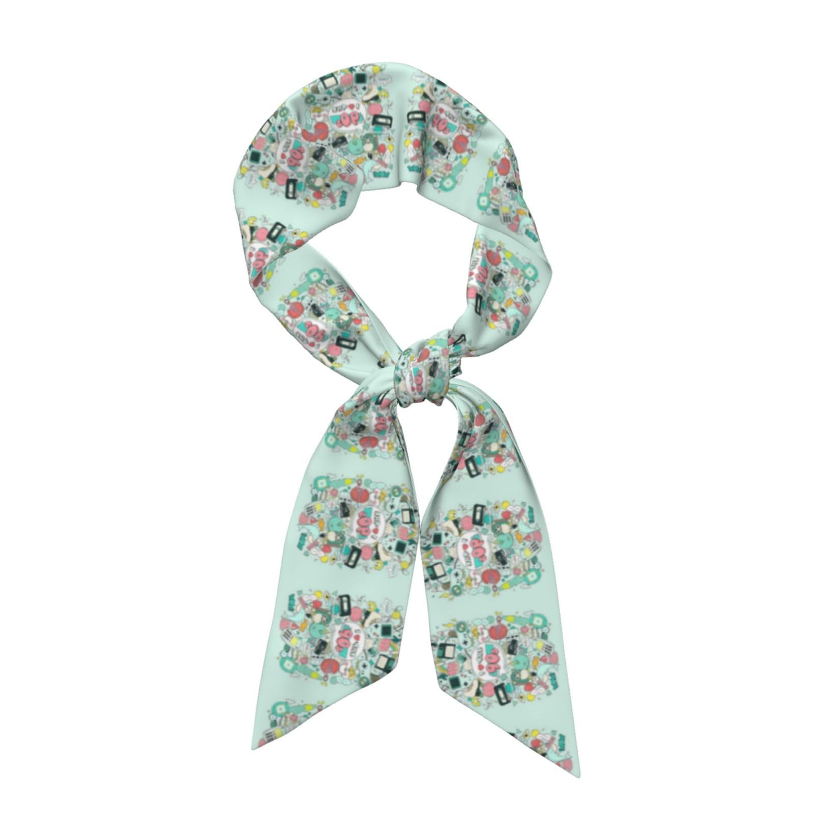 yagDAA I Love The 90s Illustration Print Long Skinny Scarves Satin Neck Scarf Head Scarf Purse Scarfs Shawl Wraps For Women