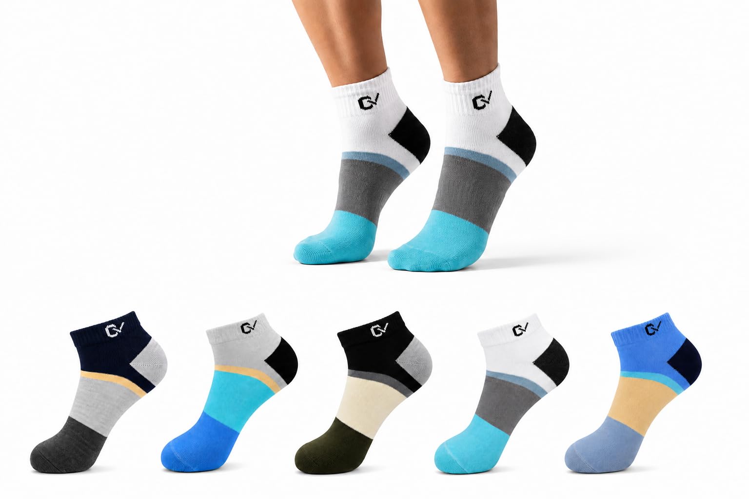 Skyline Edition Men’s Ankle Socks | Premium Color Block Sports Socks for Men | Soft & Comfortable Athletic Socks for Running, Gym, Walking & Everyday Wear | Multicolor Pack-image-22