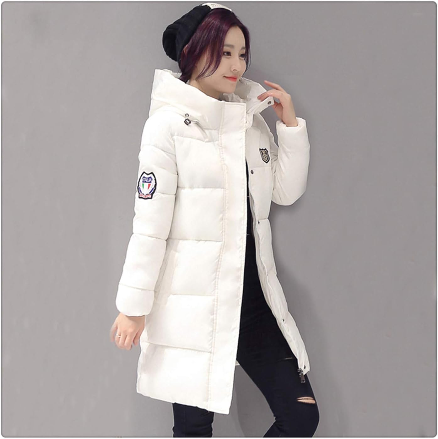 Haiyinqux White Winter Coat Women Long Parka Fashion Students Slim Female Clothing S-2XL