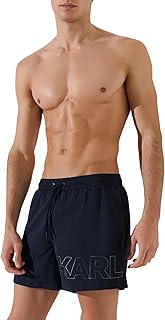 Karl Lagerfeld B.V Metallic Logo Med Boardshorts Pantalones Cortos medianos con Logotipo metálico, Cypress para Hombre
