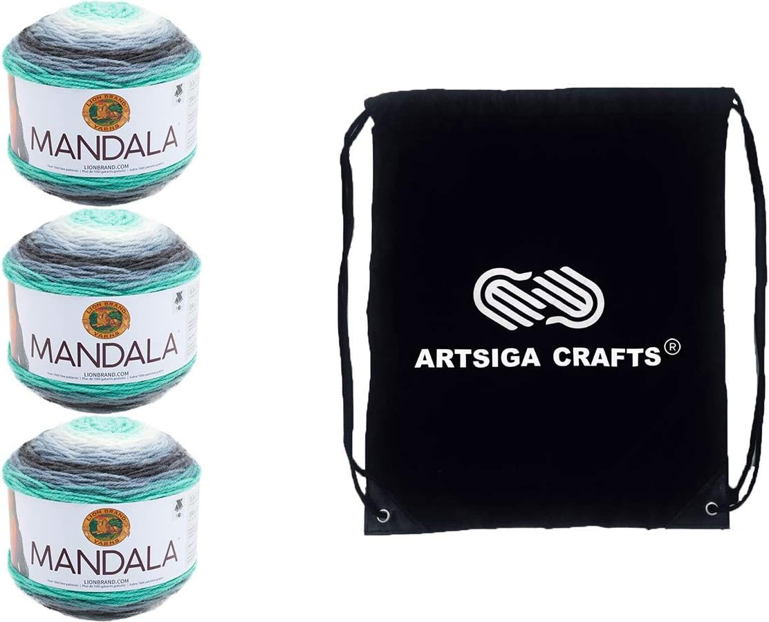 Buy Lion Brand Knitting Yarn Mandala Genie 3 Skein Factory Pack Same Dye Lot 525 217 Bundle With 1 Artsiga Crafts Project Bag Online In Turkey B0862gv835