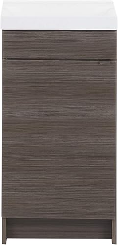 Spring Mill Cabinets Merton - Tocador de baño pequeño con gabinete de 1 puerta y parte superior blanca de un solo fregadero, 17 pulgadas de ancho x