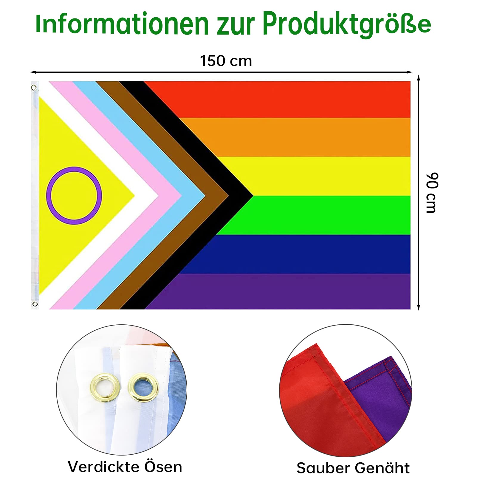 Bandiera Pace 90x150 Bandiera Rainbow Gay Pride 12x18 Pollici - Stoffa Polyester 100D, Perfetta Per Barche, Eventi E Decorazione Stendardo Evento Pride Decorazione