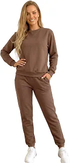 Conjunto de Moletom Feminino Flanelado, Blusa de Moletom e Calça Jogger, Ideal para o Inverno