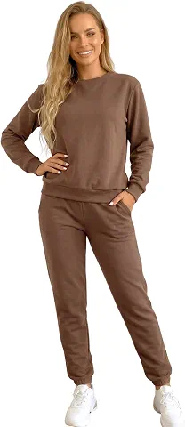 Conjunto de Moletom Feminino Flanelado, Blusa de Moletom e Calça Jogger, Ideal para o Inverno