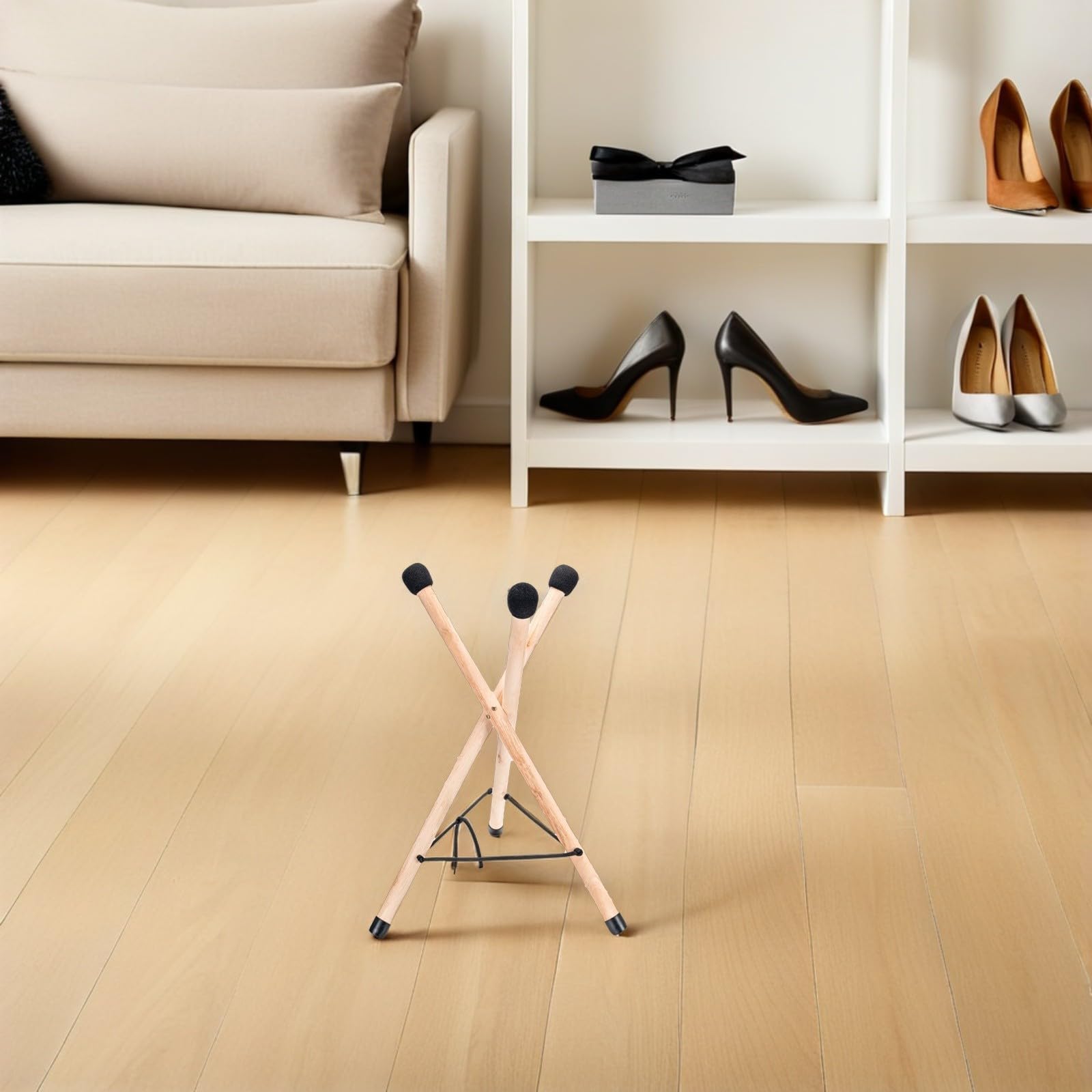 Support de Tambour Portable en Bois Pliable à Languette Trépied