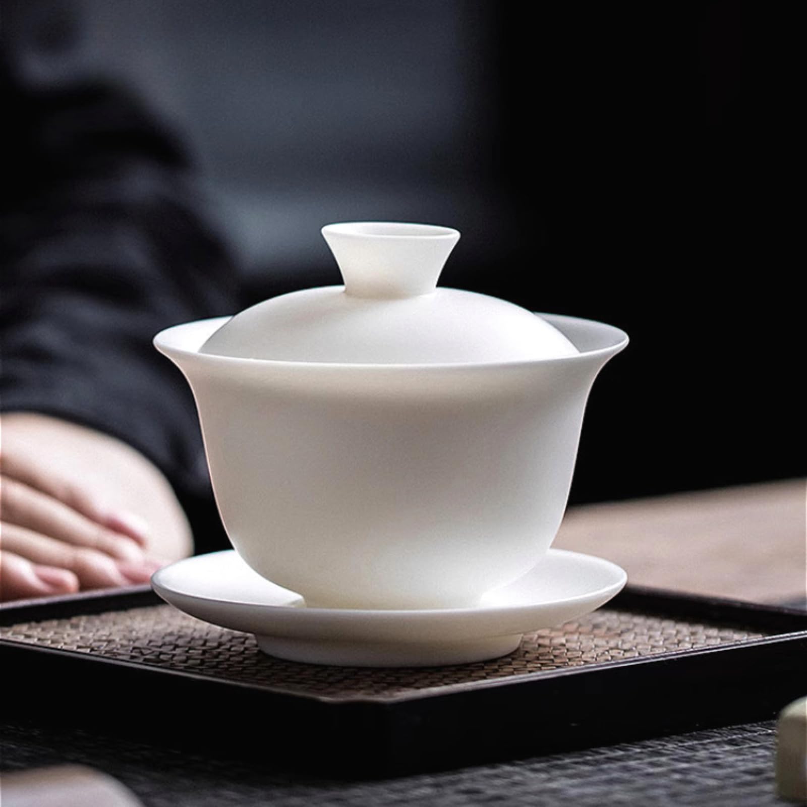 Gaiwan en céramique 150 ml blanc de jade, service à thé traditionnel