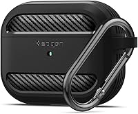 Vista 1 de Spigen Rugged Armor - Funda de protección contra caídas (2019) diseñada para AirPods Pro con mosquetón, color negro mate