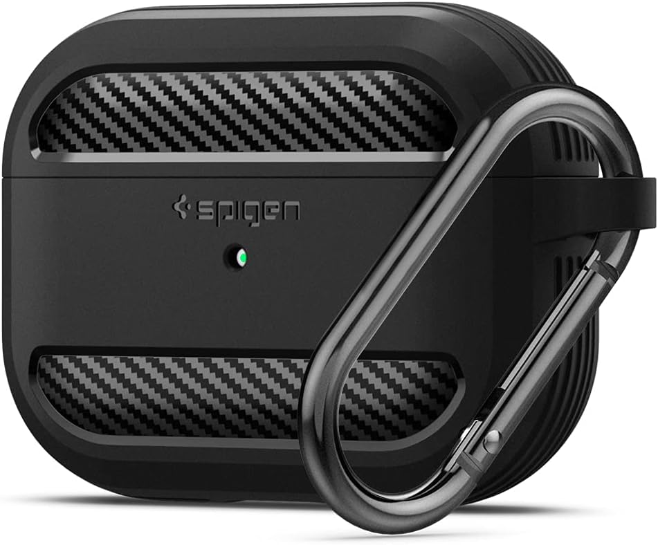 Rugged Armor Designed for AirPods Pro Case (2019) Drop Protection Cover with Carabiner - Matte Black