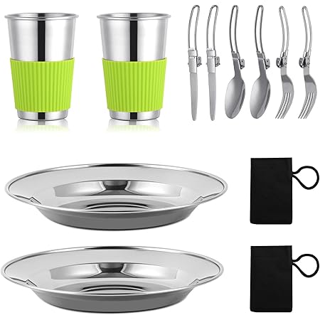 Jonuin Camping Geschirr Set 6-teilig - Faltbar Für Outdoor & Picknick