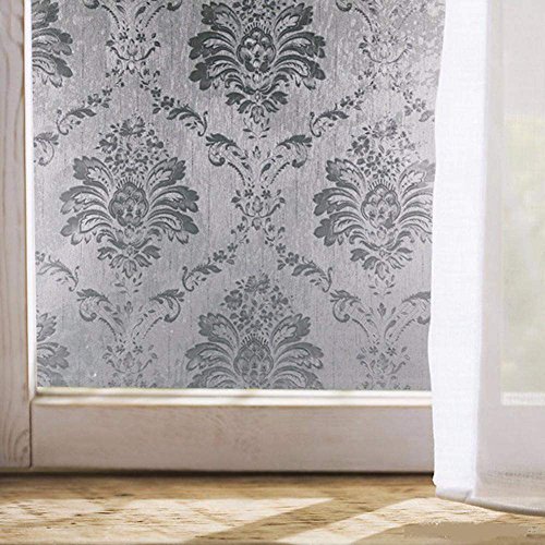 Image of CVANU Privacy Window Film White Window Frosting Film Window Flower Sticker Window Frosted Vinyl Sheets for Front Door /Bathroom /Sidelight /Small Windows, 24''x12''