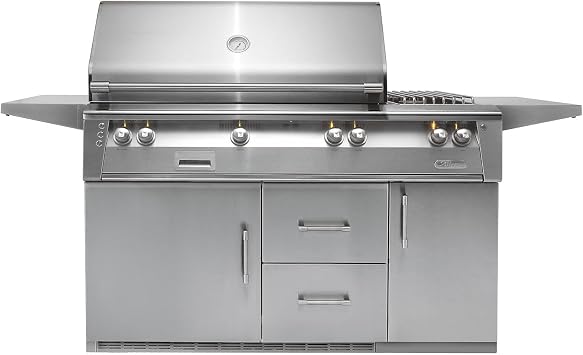 Alfresco Refrigerated Cart Grill with Side Burner ALXE-56SZR-LP, Rotisserie, and Sear Zone, Propane, 56-Inch