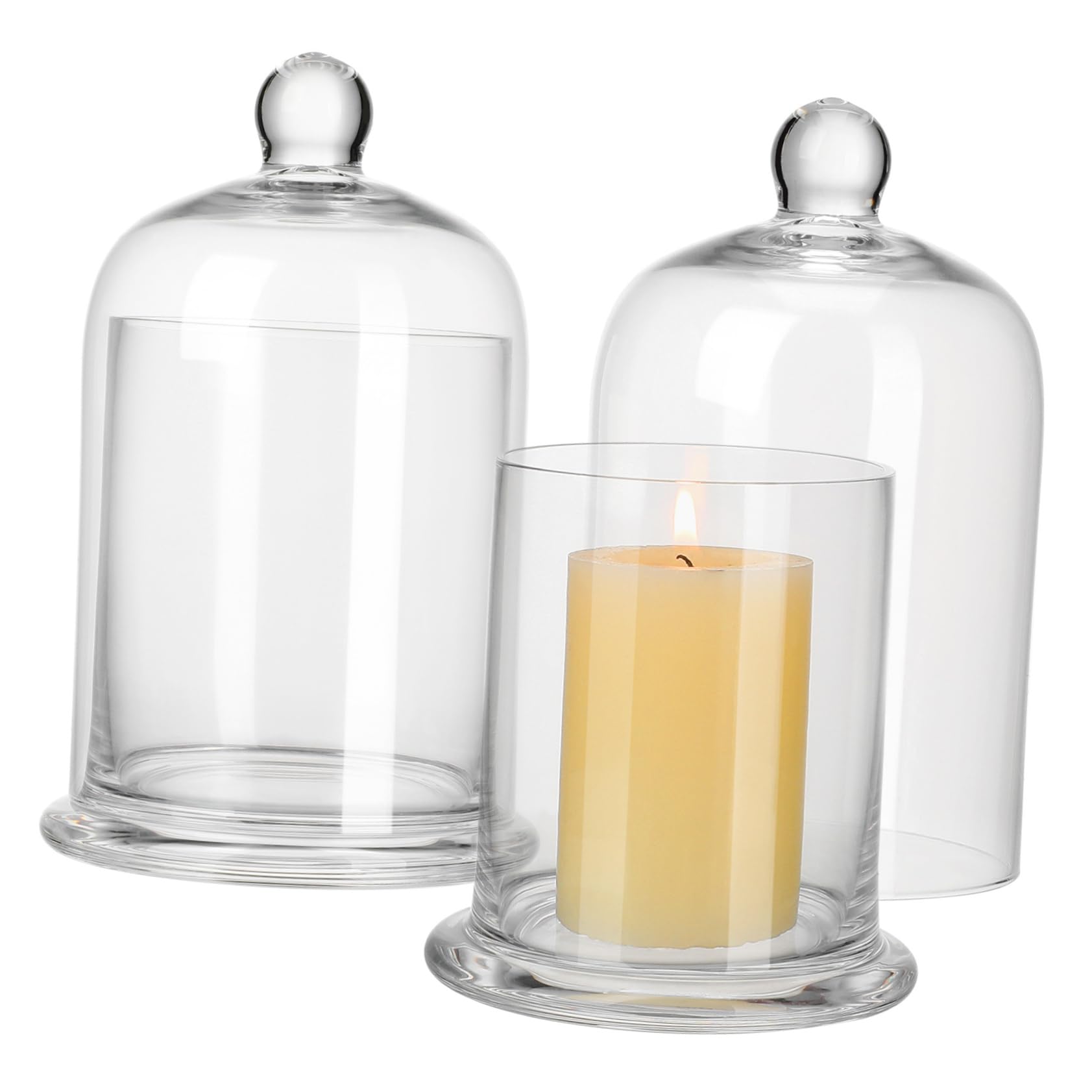 Candelabro de Vidrio Decorativo en Forma de Campana, 2 Juegos | Acabado Simple y Romántico, para Fiestas y Regalos de Cumpleaños, Crea Ambiente Relajante y Luminoso