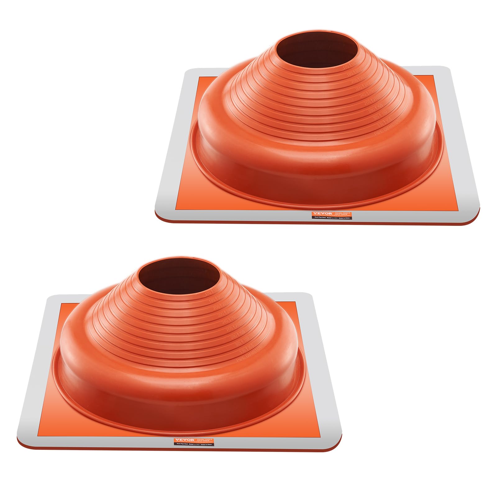 VEVOR 2 Botas de Tapajuntas para Tuberías de Techo, Se Adaptan a Tuberías con Diámetro Exterior de 170-355 mm, Tapajuntas Flexible de Silicona para Tuberías de Techo, -74 ℃-225 ℃, 495 x 495 x 165 mm