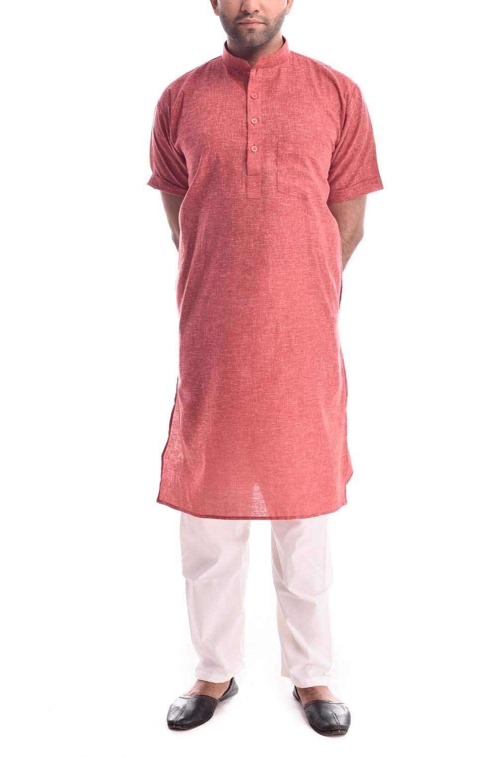 royal kurta Mens Linen Half Sleeve Kurta Pyjama-picture-27
