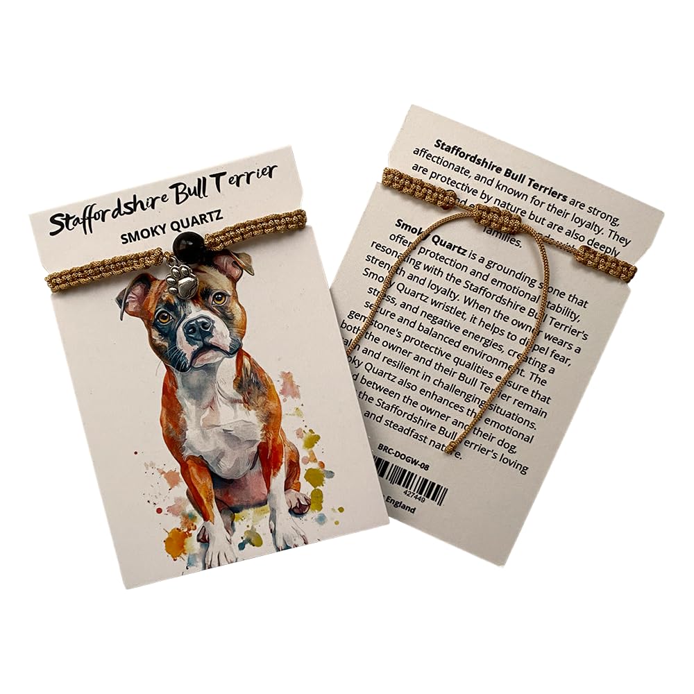 VIE The Pawstone Collection Wristlet, Staffordshire Bull Terrier, Smoky Quartz