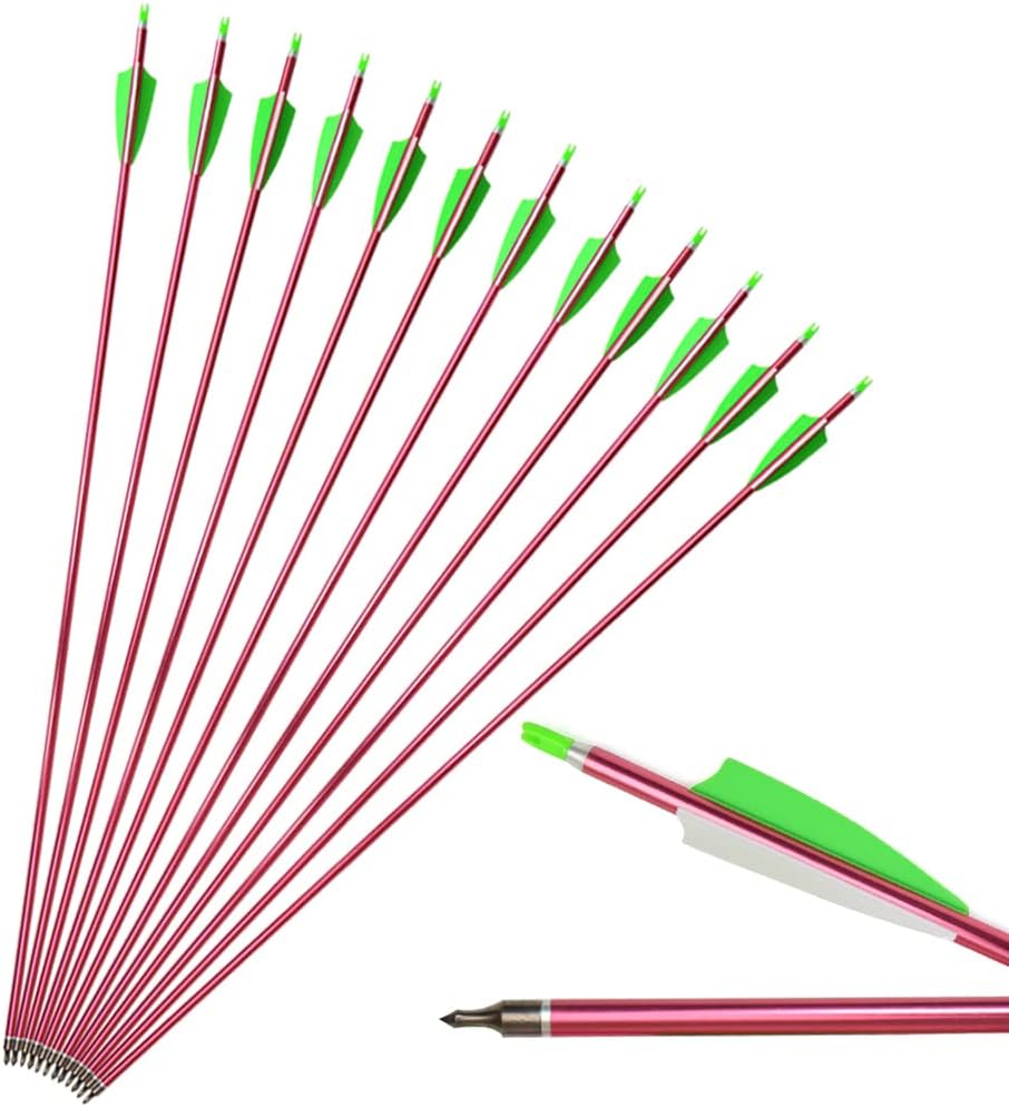 SHARROW 6/12pcs Archery 30 inch Aluminum Arrows Hunting Arrows Target Practice Shooting Arrows Spine 500 with Removable Arrow Tips for Compound Bow Recurve Bow