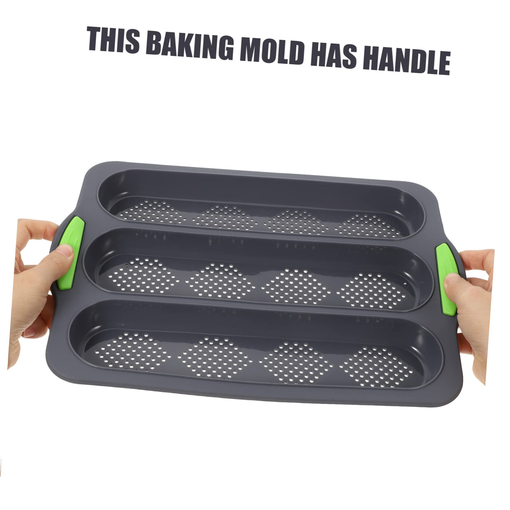 Garneck Three-slot Non-stick Silicone Bread Baking Pan Deep Handles for Home and Professional Use Easy Release Multi-function Mold for Loaves and Cakes