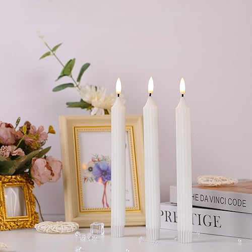 Miniatura 4 de ZUANBOO Velas sin llama, velas parpadeantes sin llama con control remoto, velas cónicas sin llama de cera real a granel, juego de 6 velas eléctricas