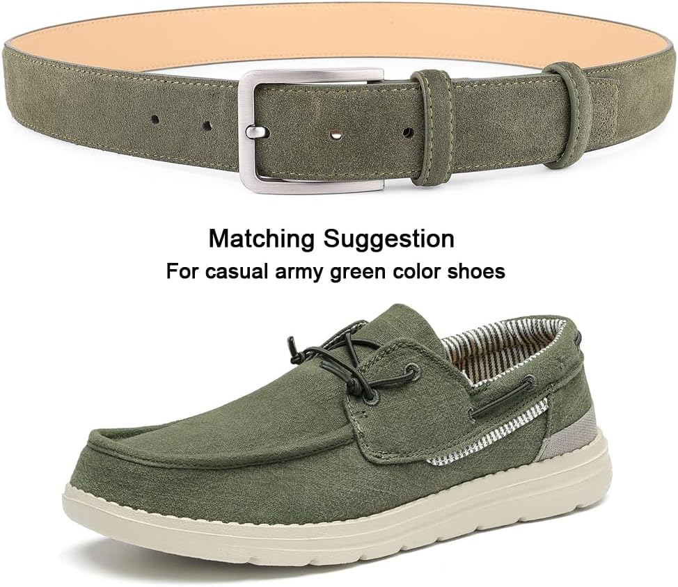 Men's Belt Casual Genuine Leather Suede Belts for Men 1 3/8" Wide Elegant Golf Dress Belt - Image 4